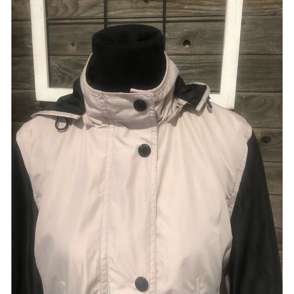 Laundry by Shelli Segal hooded trench coat black/light taupe women's size M - Picture 6 of 11